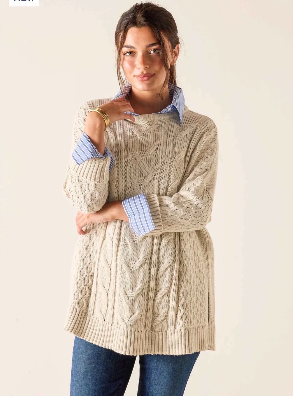 Mersea Cotswold Cable-Knit Sweater in Sea Salt - One Size